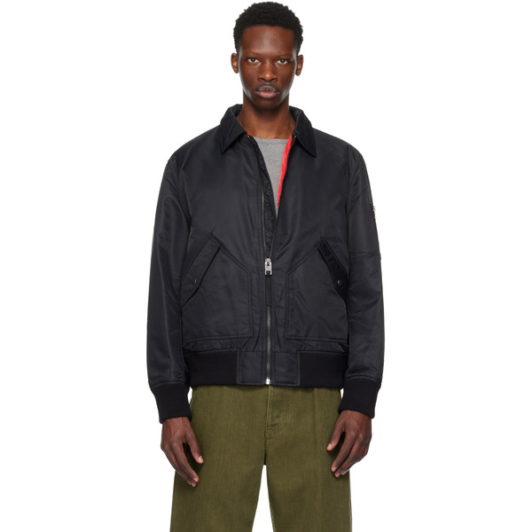  Hugo Black Recycled Nylon Bomber Jacket 