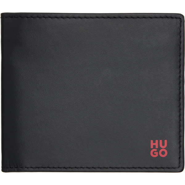  Hugo Black 'red Stacked Logo' Wallet 