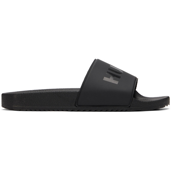  Hugo Black Tonal Logo Italian-made Sandals 
