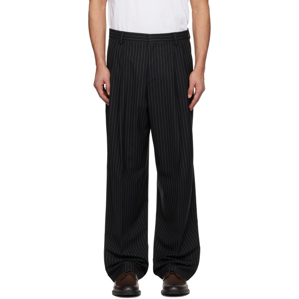  Hugo Black Wide-leg Pinstripe Trousers 