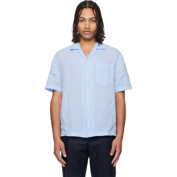  Hugo Blue Camp Collar Shirt 