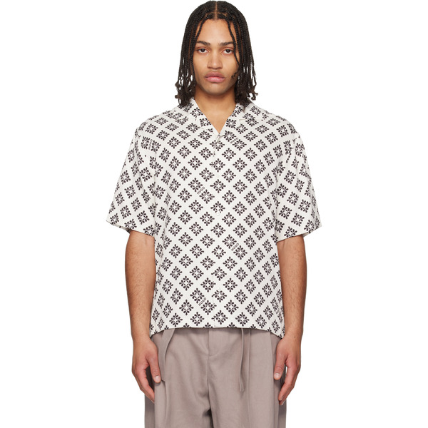  Hugo White & Black Oversize-fit Statement Print Shirt 