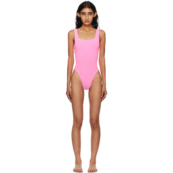  Hunza G Pink Square Neck Swimsuit 