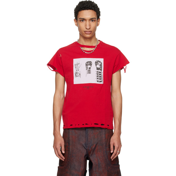  Hyacyn Red Eet Distressed Gloves T-shirt 
