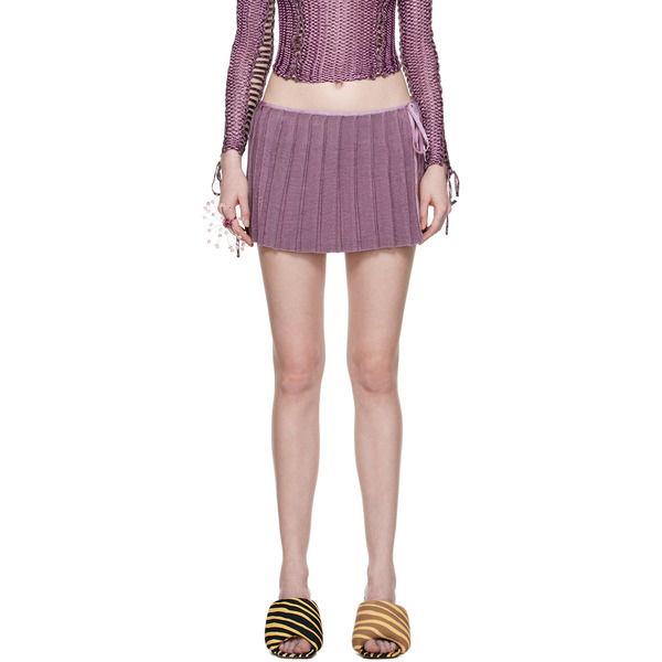  Isa Boulder Purple Pleated Reversible Miniskirt 