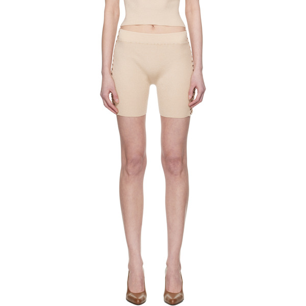  Isa Boulder Ssense Exclusive Beige Ribbed High Waist Shorts 