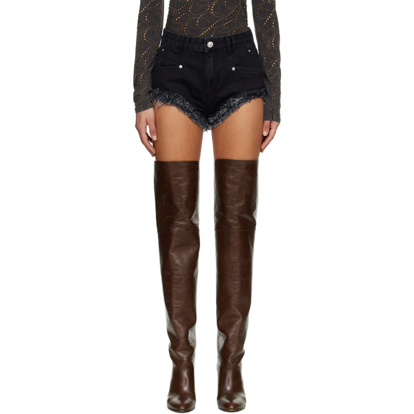  Isabel Marant Black Eneidala Denim Shorts 