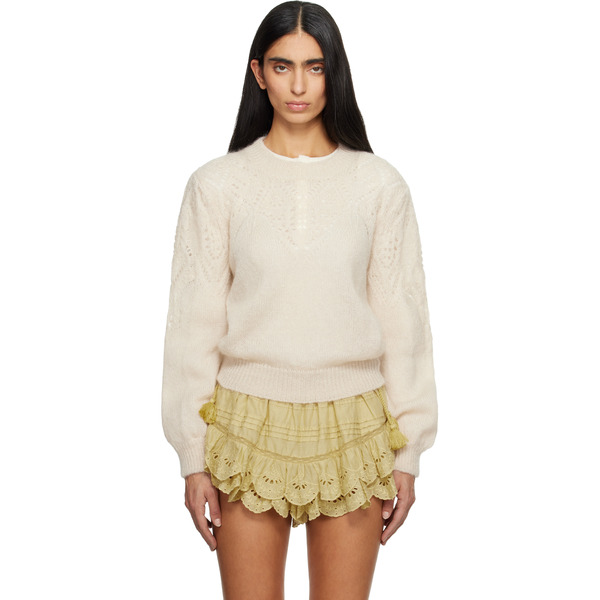  Isabel Marant Etoile Beige Jenia Openwork Mohair Knit Sweater 