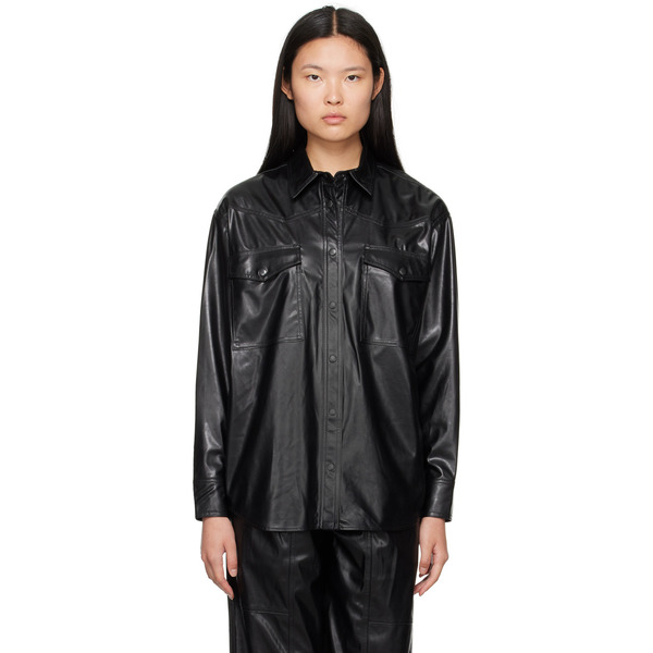  Isabel Marant Etoile Black Berny Faux-leather Shirt 