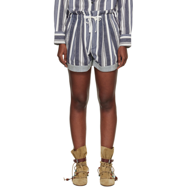  Isabel Marant Etoile Navy & Off-white Nirma Summer Striped Shorts 