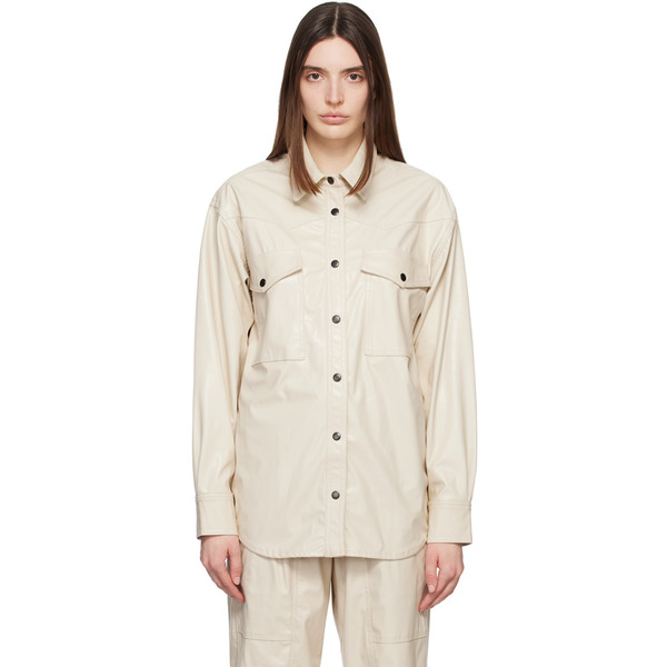  Isabel Marant Etoile Off-white Berny Faux-leather Shirt 