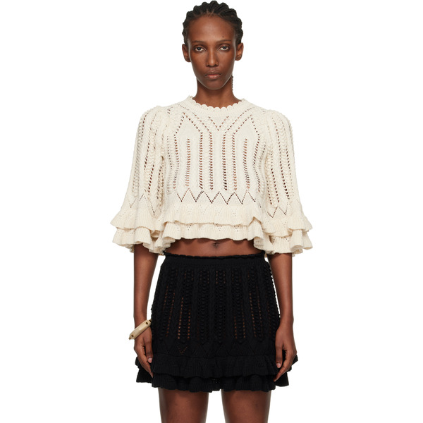  Isabel Marant Etoile Off-white Norma Frilly Cotton Knit Sweater 