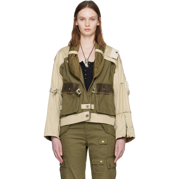  Isabel Marant Khaki & Beige Julissa Bomber Jacket 