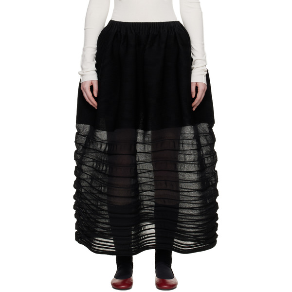  Issey Miyake Black December Moving Knit Midi Skirt 