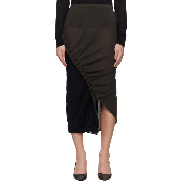  Issey Miyake Black & Gray Beanstalk Midi Skirt 