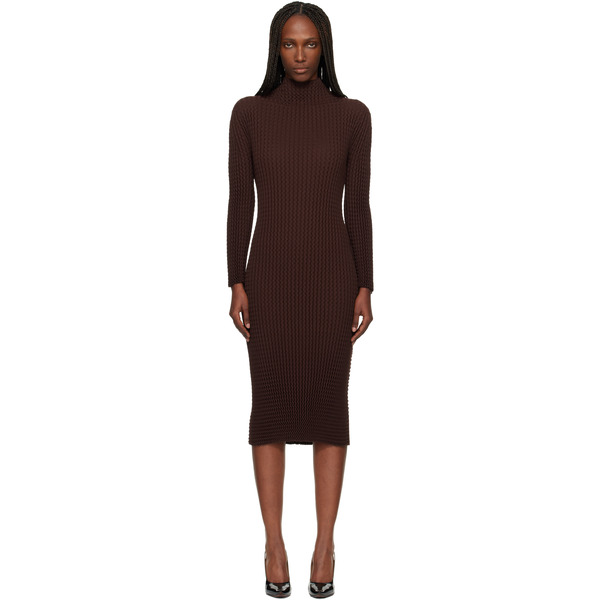  Issey Miyake Brown October Spongy-58 Midi Dress 