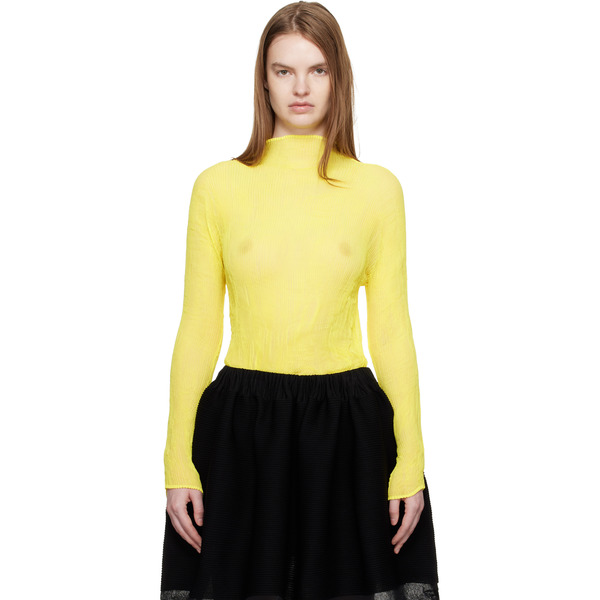 Issey Miyake Yellow Chiffon Twist 3 Top 