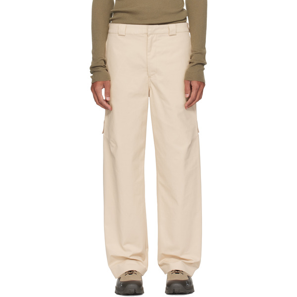  J Eongl I Beige Heavy Cotton Cargo Pants 