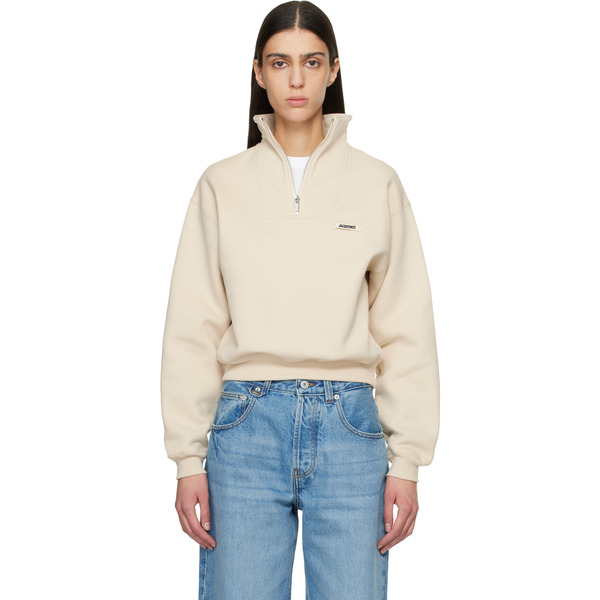  Jacquemus Beige 'the Gros Grain Zipped-rollneck' Sweatshirt 