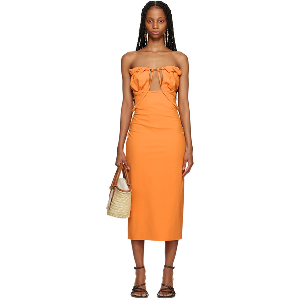  Jacquemus Orange Le Raphia 'la Robe Bikini' Midi Dress 