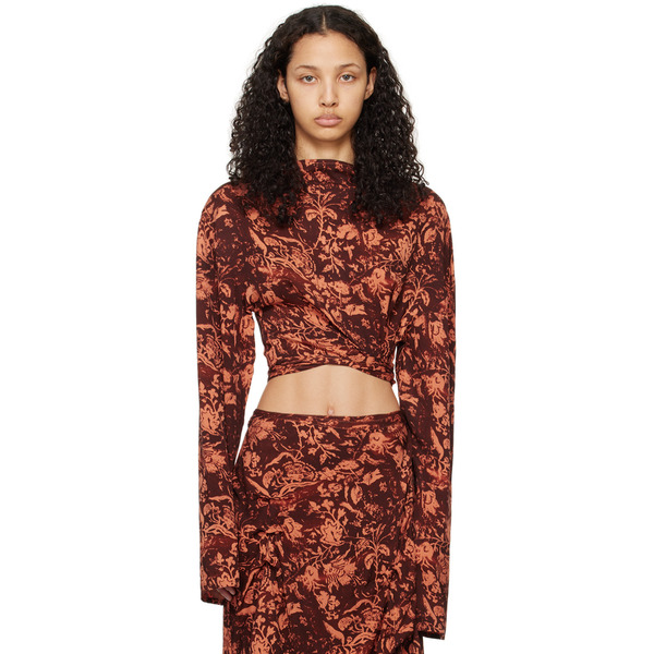  Jade Cropper Brown & Orange Asymmetric T-shirt 