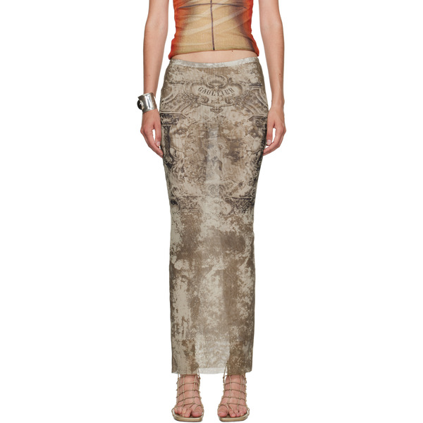  Jean Paul Gaultier Beige 'the Long Médaillon' Midi Skirt 