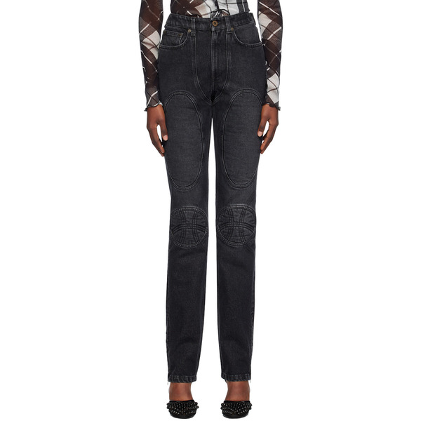  Jean Paul Gaultier Black Lace-up Jeans 