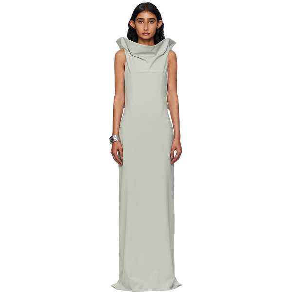  Jean Paul Gaultier Gray Backless Belt Maxi Dress 
