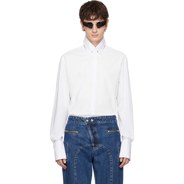  Jean Paul Gaultier White Open Fly Away Shirt 