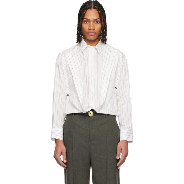  Jean Paul Gaultier White Pinstripe Infinity Shirt 