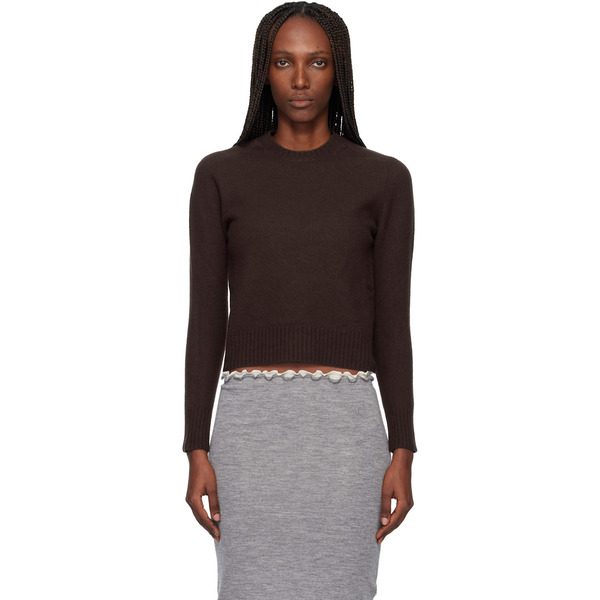  Jil Sander Brown Lightweight Wool Crew-neck Sweater 