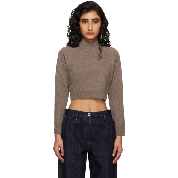  Jil Sander Brown Ls Crop Sweater 