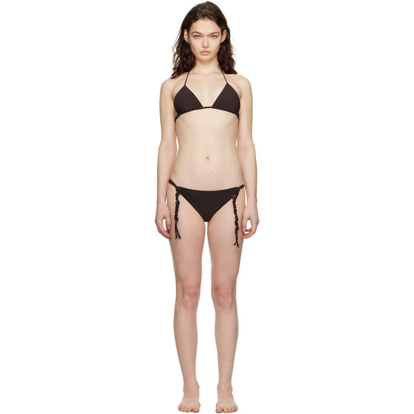  Jil Sander Brown Triangle Bikini Top 