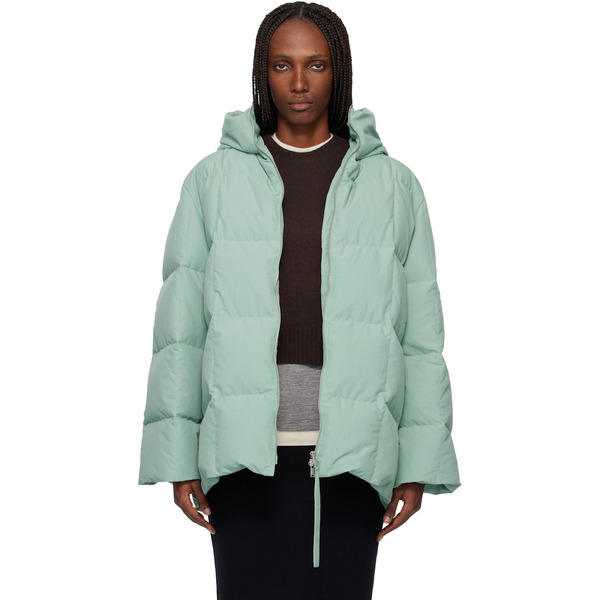 Jil Sander Green Quilted Down Jacket 