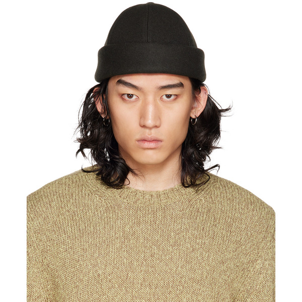  Jil Sander Green Rolled Brim Beanie 