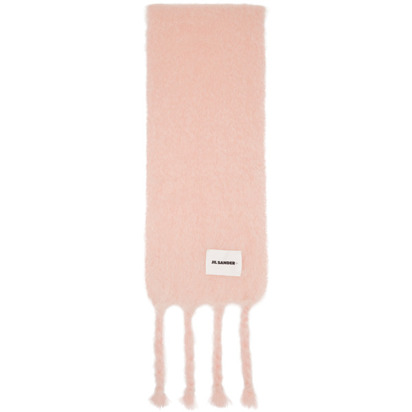  Jil Sander Pink Slim Wool Blend Scarf 