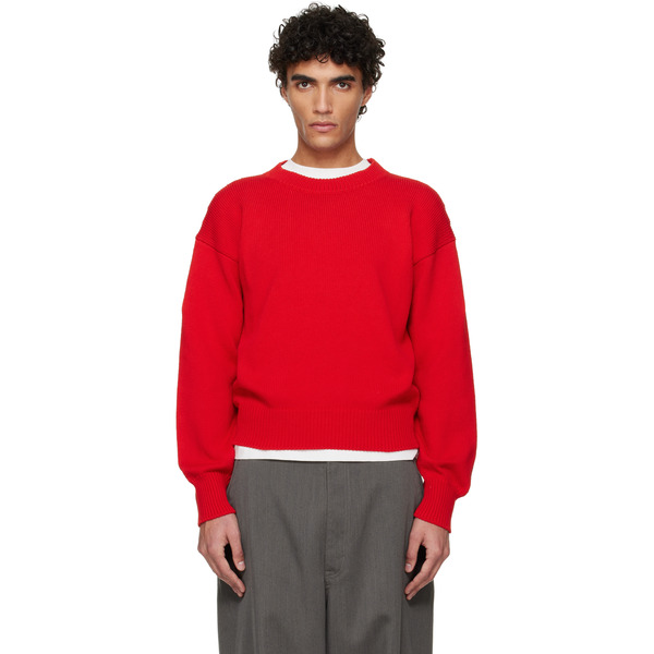  Jil Sander Red Cotton Sweater 