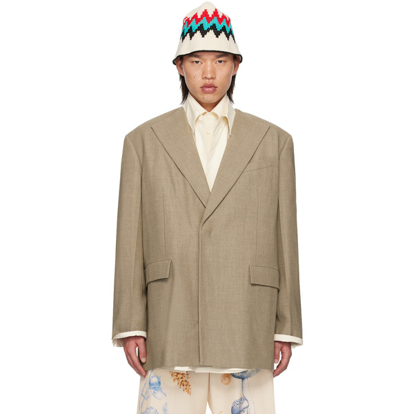  Jil Sander Taupe Padded Blazer 