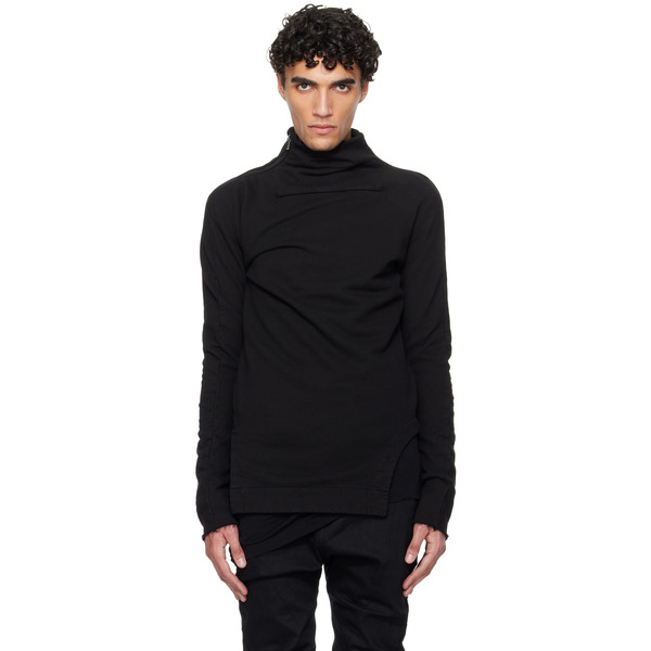  Julius Black Arched Hem High Neck Sweatshirt 