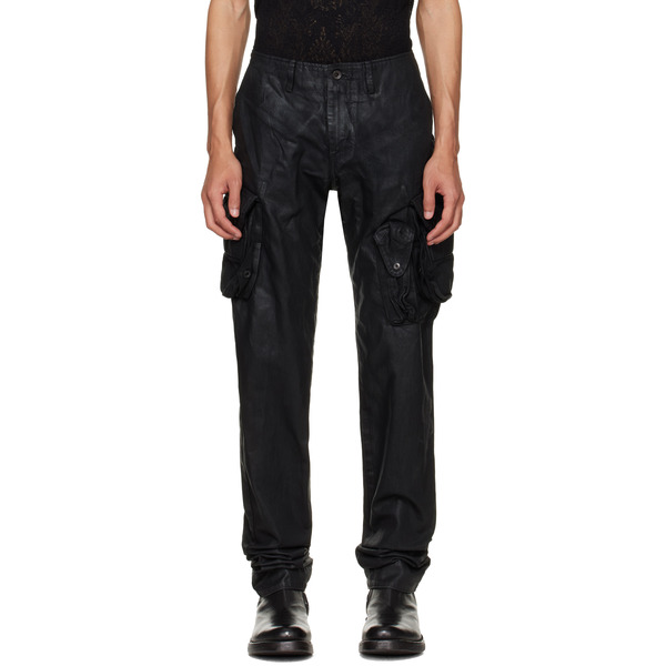 Julius Black Coated Gasmask Skinny Cargo Pants 