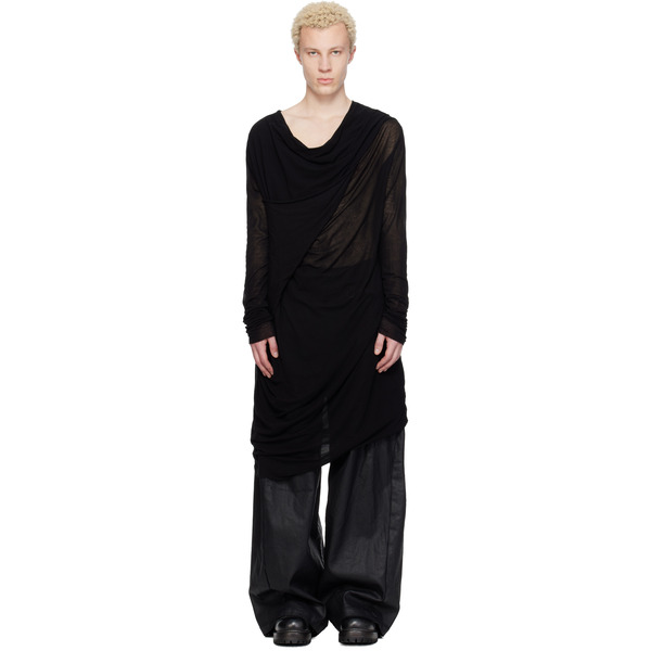 Julius Black Drop Neck Drape T-shirt 