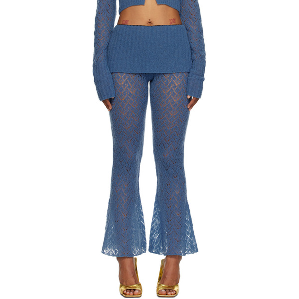  Juneyen Blue Hollow Out Trousers 