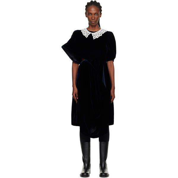  Junya Watanabe Navy Angular Midi Dress 