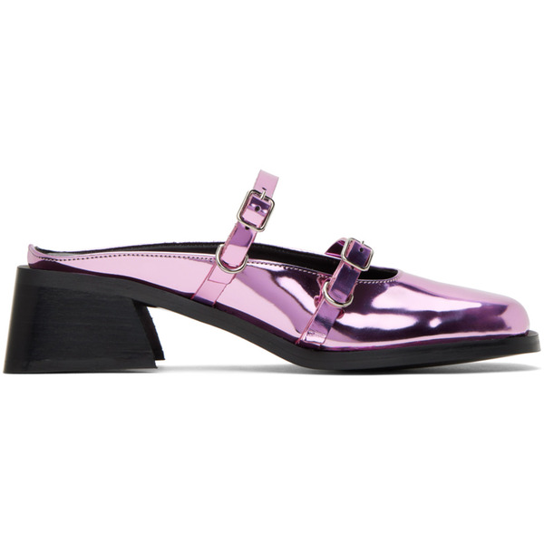  Justine Clenquet Pink Andie Metallic Mules 