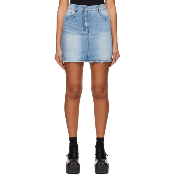  Juun.j Blue Destroyed Denim Miniskirt 