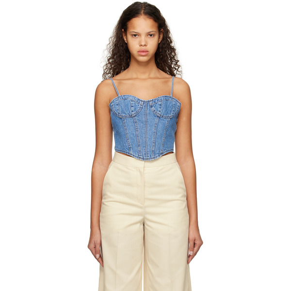  Juun.j Blue Paneled Denim Camisole 