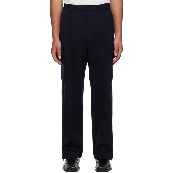  Juun.j Navy Creased Cargo Pants 
