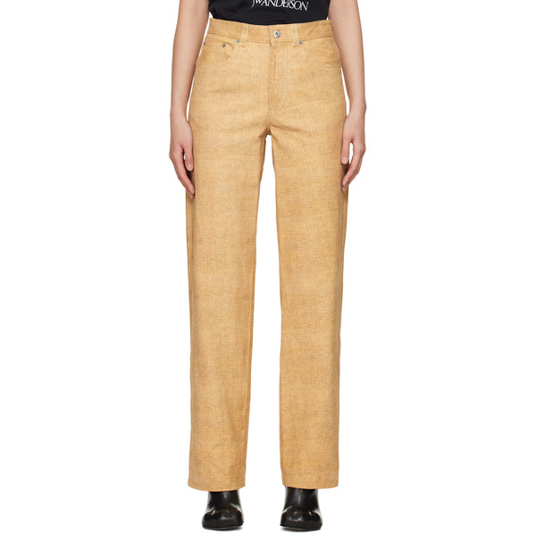  Jw Anderson Beige Straight-fit Leather Pants 