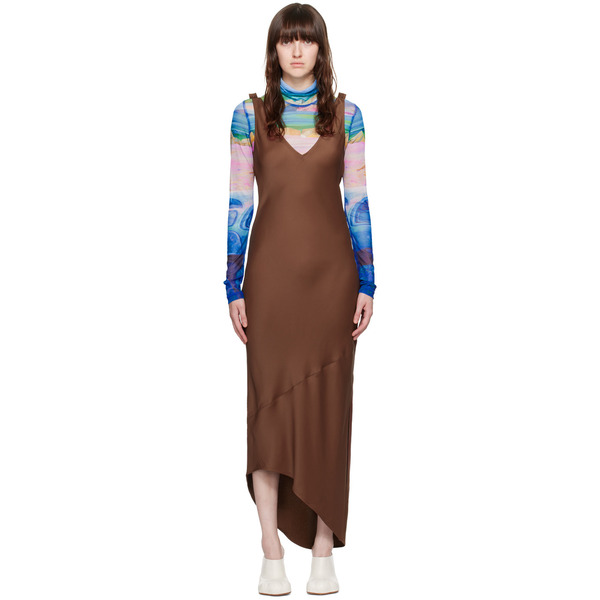  Jw Anderson Brown V-neck Midi Dress 