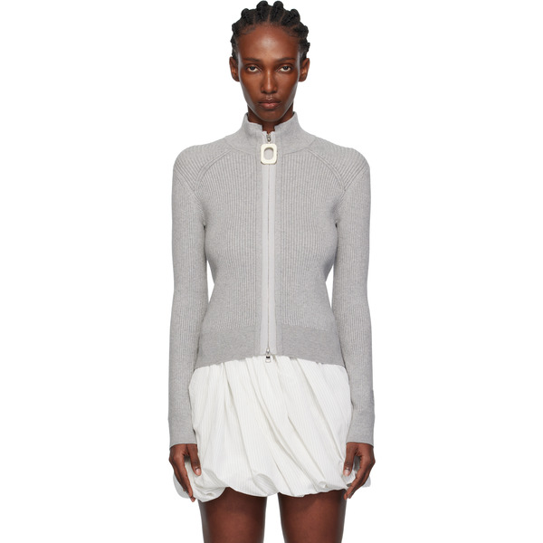  Jw Anderson Gray Fitted Zip Up Sweater 